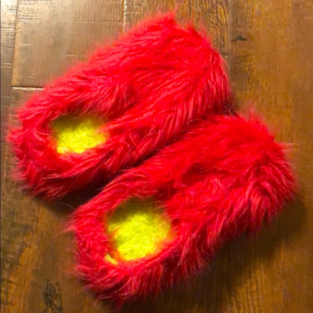 Hot pink fuzzy slippers